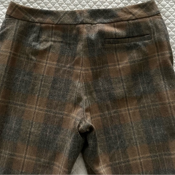 French Connection Plaid Wool Trousers in Camel/Gray with flared leg SZ8 - Picture 5 of 6